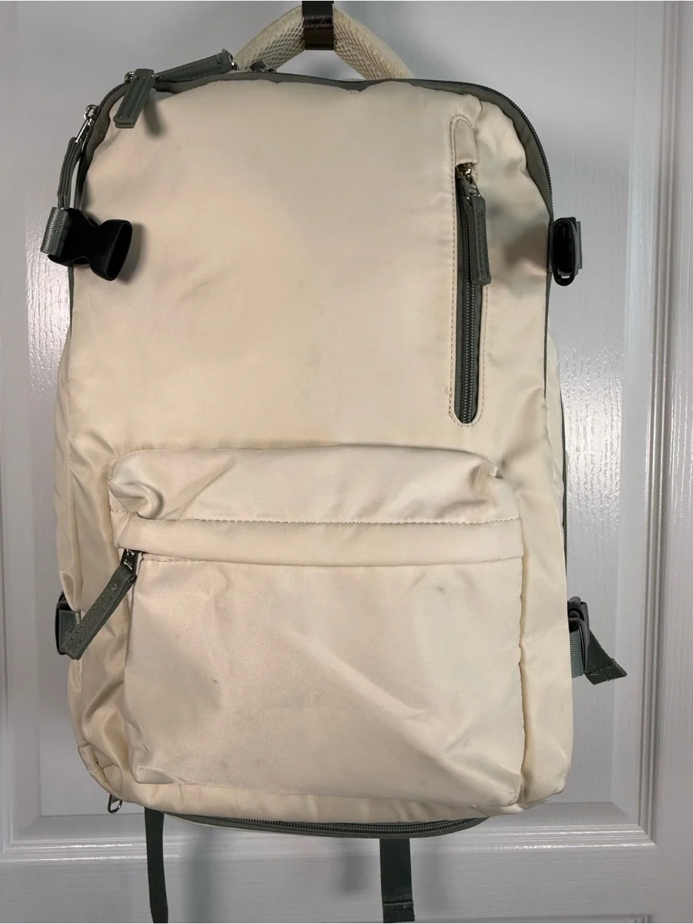 Beige Travel Backpack - Water-Resistant Laptop Bag